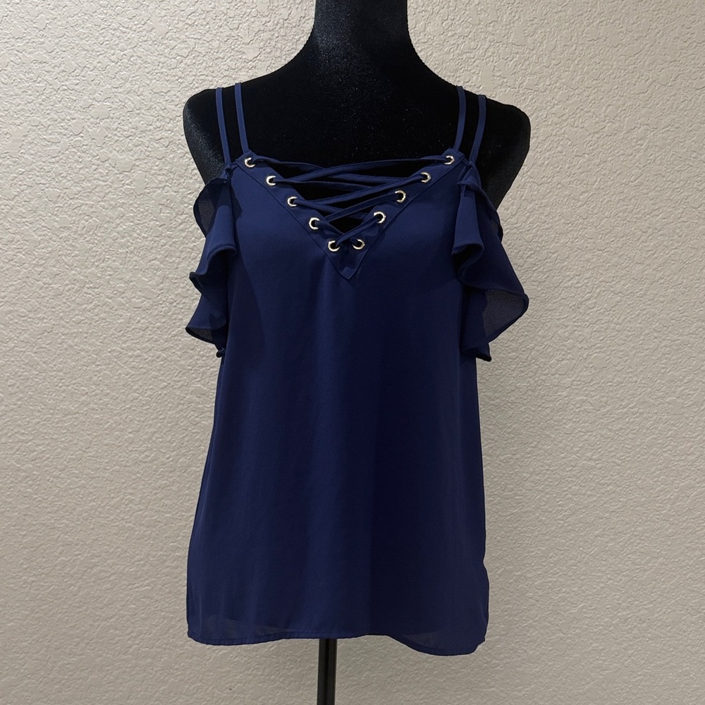 Express Lace-Up Ruffle Blouse - Small